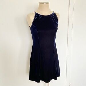 Jessica McClintock for Gunne Sax 1990's Rhinestone Neck Velvet Dress Vintage 7/8